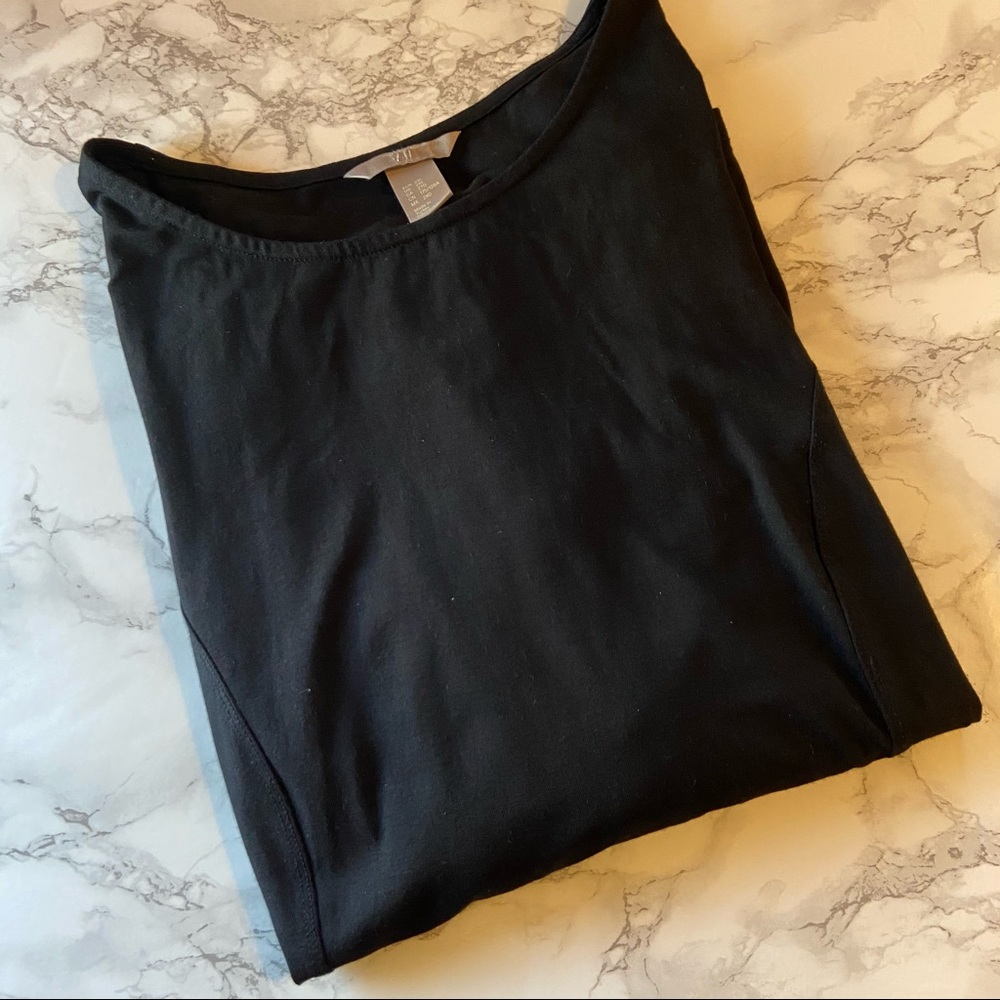 H&M Black 3/4 Sleeve Peplum Top
